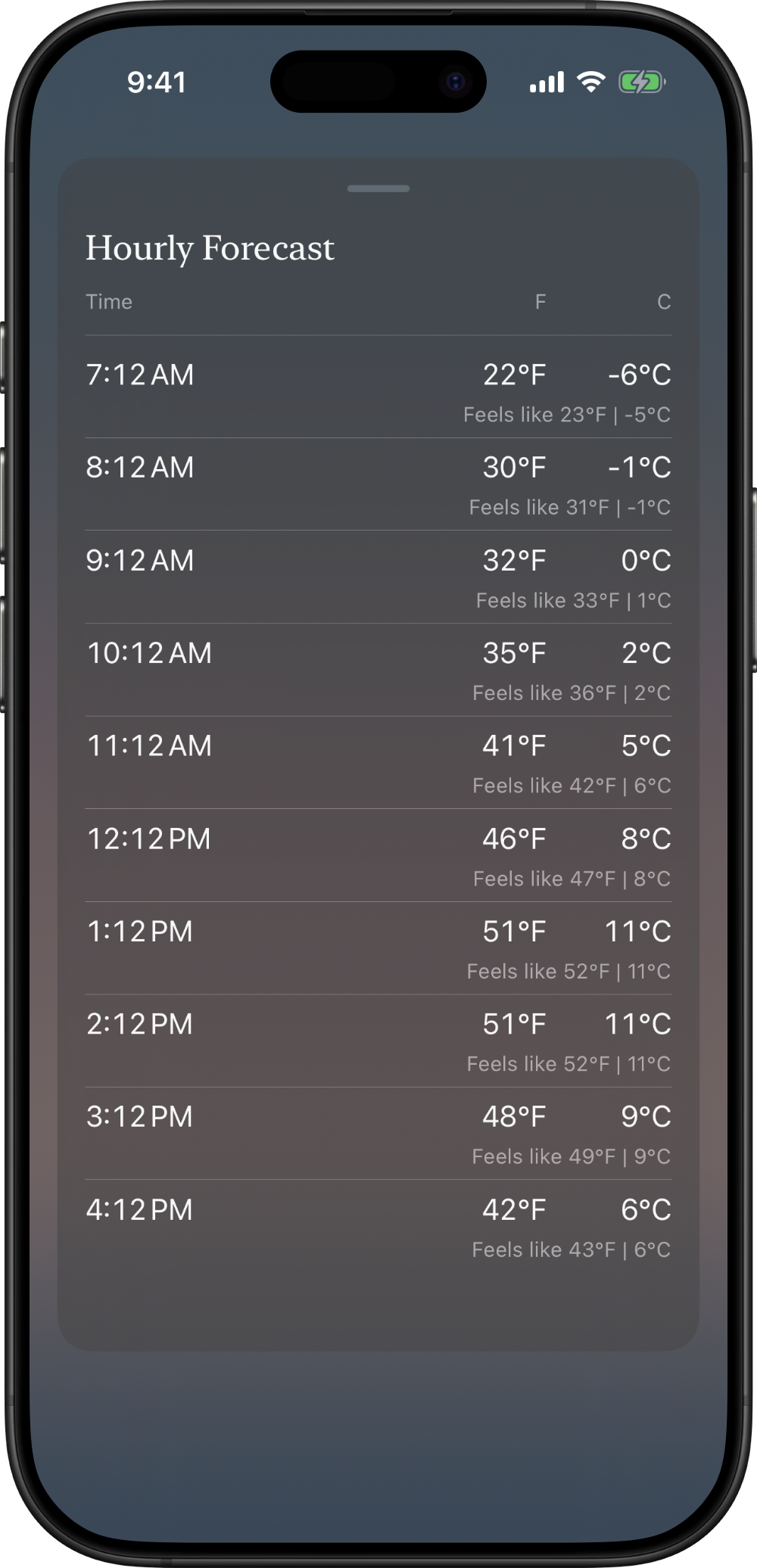Cold Morning Dark Forecast screenshot